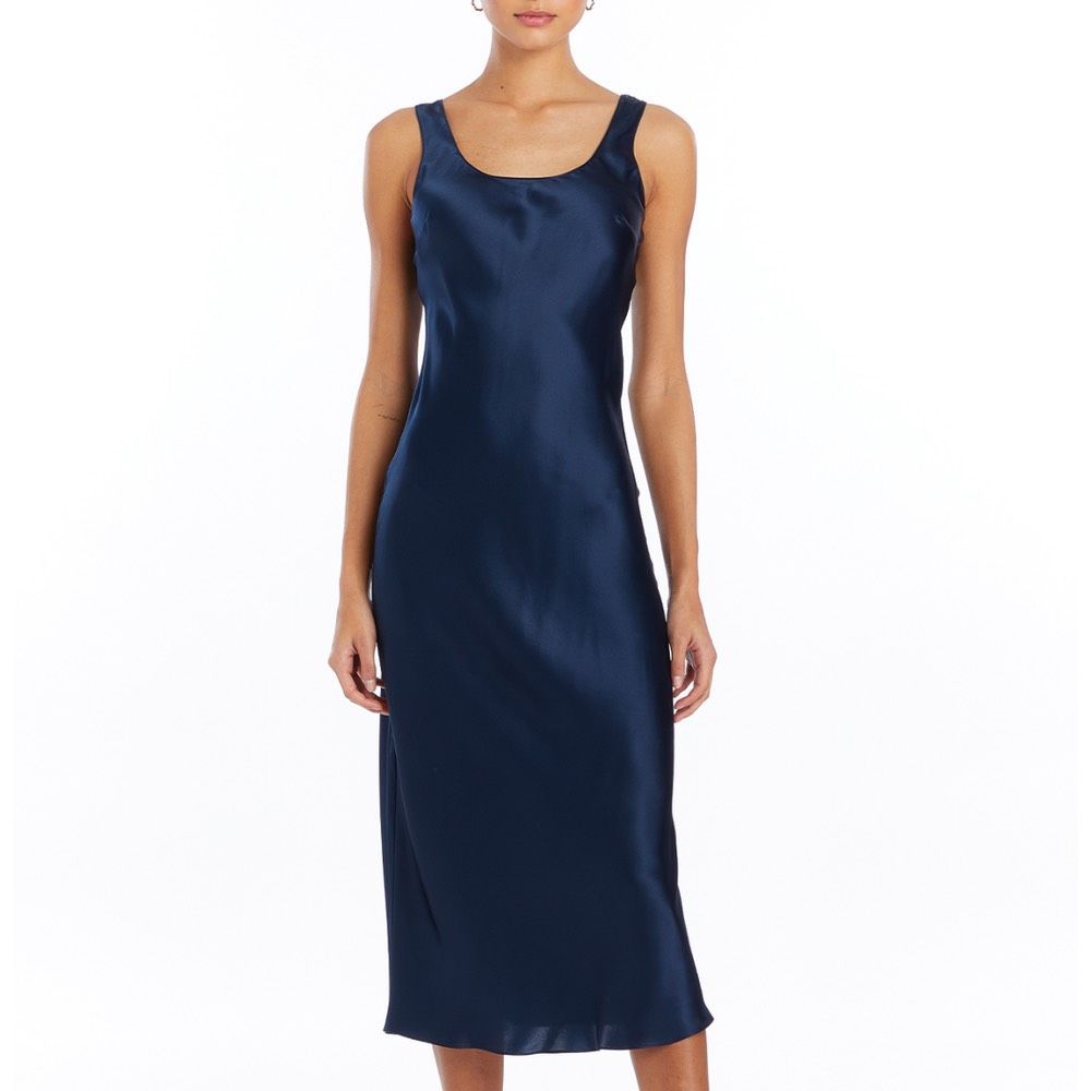 Amanda Uprichard Sydney Silk Dress In Ink Small $334.00